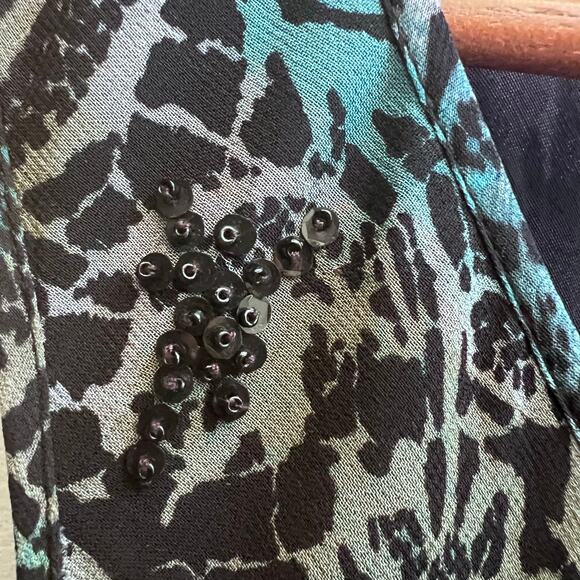 Vtg Majick Y2K 90s Floral Beaded Fairy Maxi Dress Scarf Black Blue Boho Womens M - Picture 5 of 6